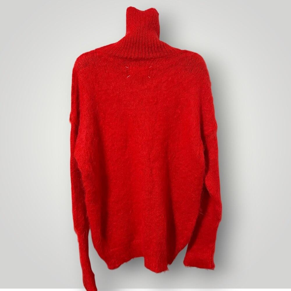 Maison Margiela Red Mohair Fuzzy Oversized Turtleneck Sweater Line 4 S